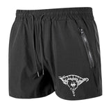 Black shorts with a logo on a white background