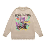 سترة محبوكة ممزقة بطبعة فتاة مخيفة