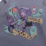 سترة محبوكة ممزقة بطبعة فتاة مخيفة