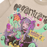 سترة محبوكة ممزقة بطبعة فتاة مخيفة