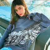 GOTHIC ANIME MÄDCHEN HIMMEL STRICKPULLOVER