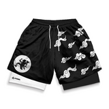 Black mesh compression shorts luffy one piece