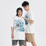 CRIMSON BLUE DRAGON VINTAGE TEE - Pomel