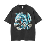 CRIMSON BLUE DRAGON VINTAGE TEE - Pomel