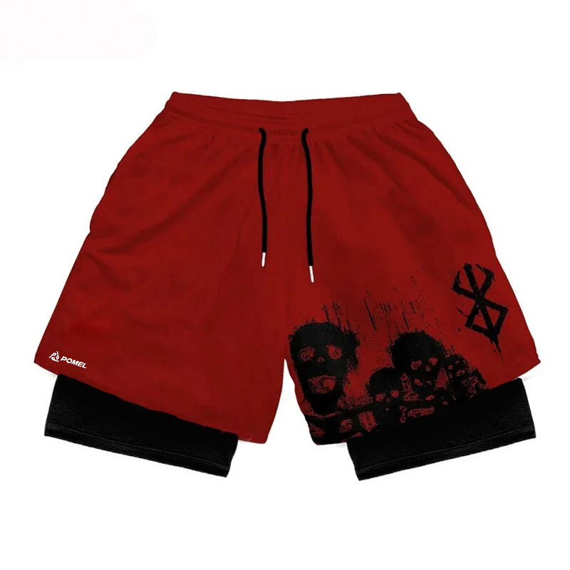 SKULLS RED PERFORMANCE SHORTS