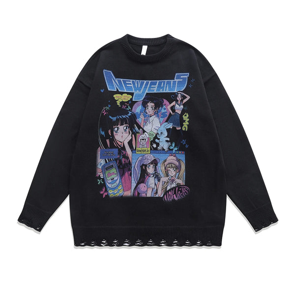 K-POP RIPPED KNITTED SWEATER