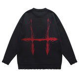 BLOOD MANIPULATION RIPPED KNITTED SWEATER