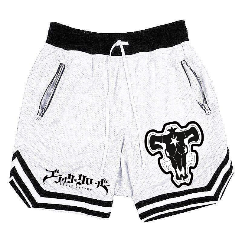 BLACK BULLS WHITE V-STRIPE MESH SHORTS