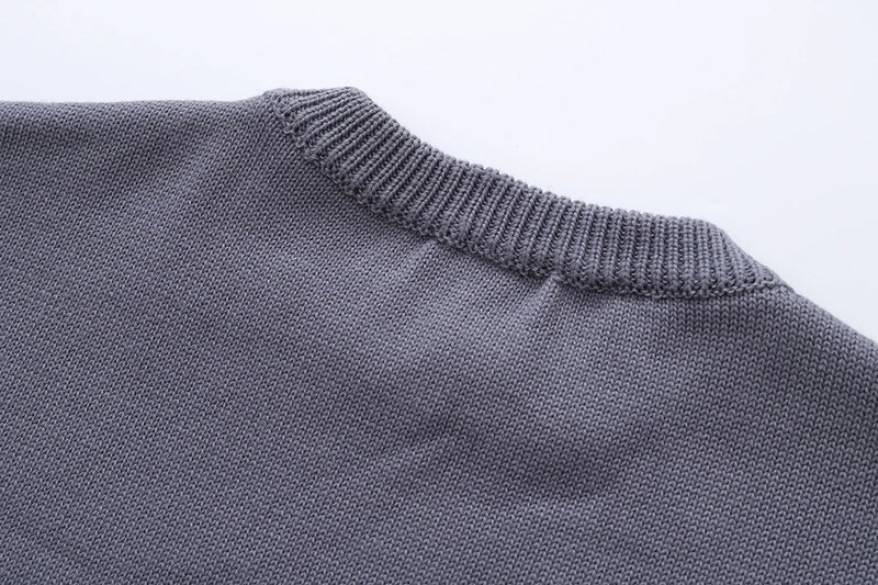 SELF IMPROVEMENT RIPPED KNITTED SWEATER