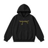ARRIVIDERCI BLACK ZIP UP HOODIE