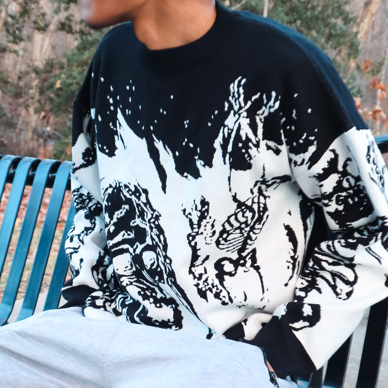 SKELETON FLAMES KNITTED SWEATER