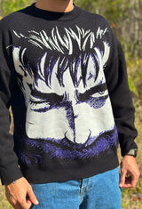 BLUTMANIPULATION ROTER STRICKPULLOVER
