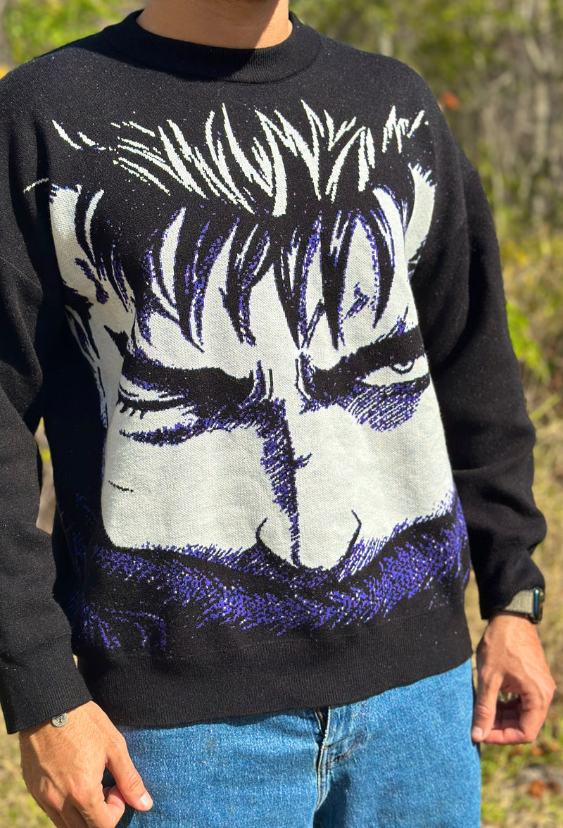 BLUTMANIPULATION ROTER STRICKPULLOVER