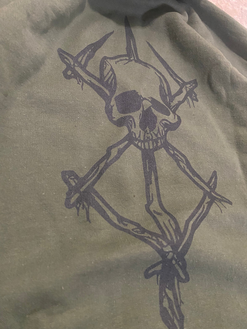 SACRIFICE SKULL MILITARY GREEN HOODIE