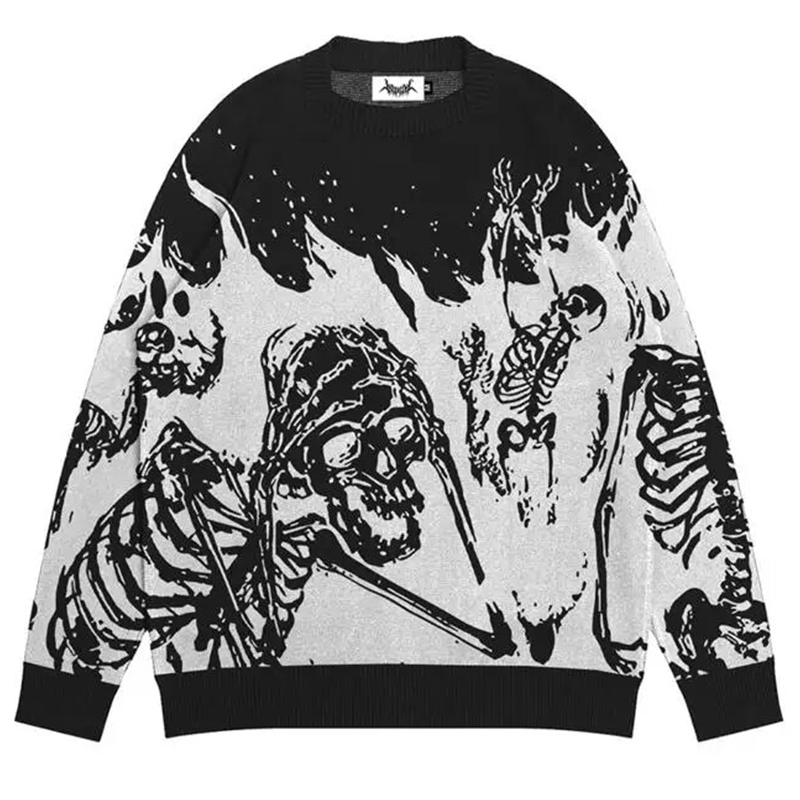 SKELETON FLAMES KNITTED SWEATER