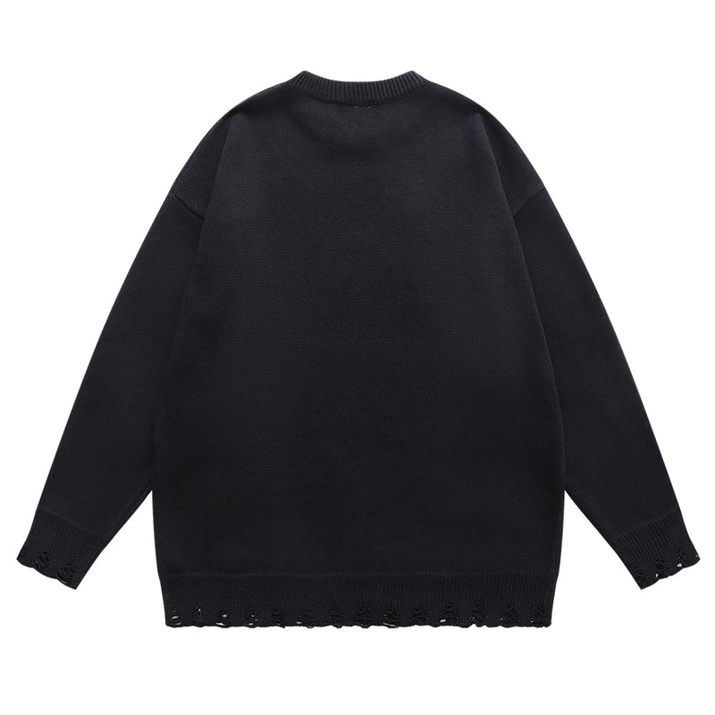 STRONGEST SORCERER RIPPED KNITTED SWEATER