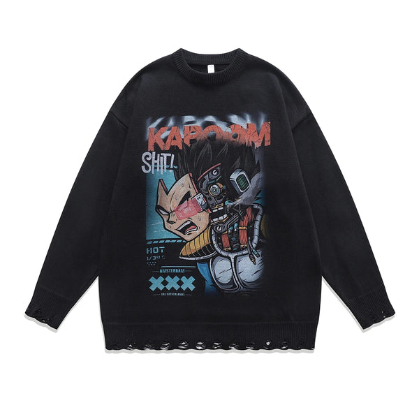 KABOOM RIPPED KNITTED SWEATER