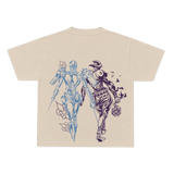 SCHWARZES SCHWERTKÄMPFER-ZEICHNUNGST-T-SHIRT